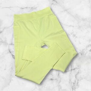 ALYA neon Yellow green ribbed high waisted Leggings size large